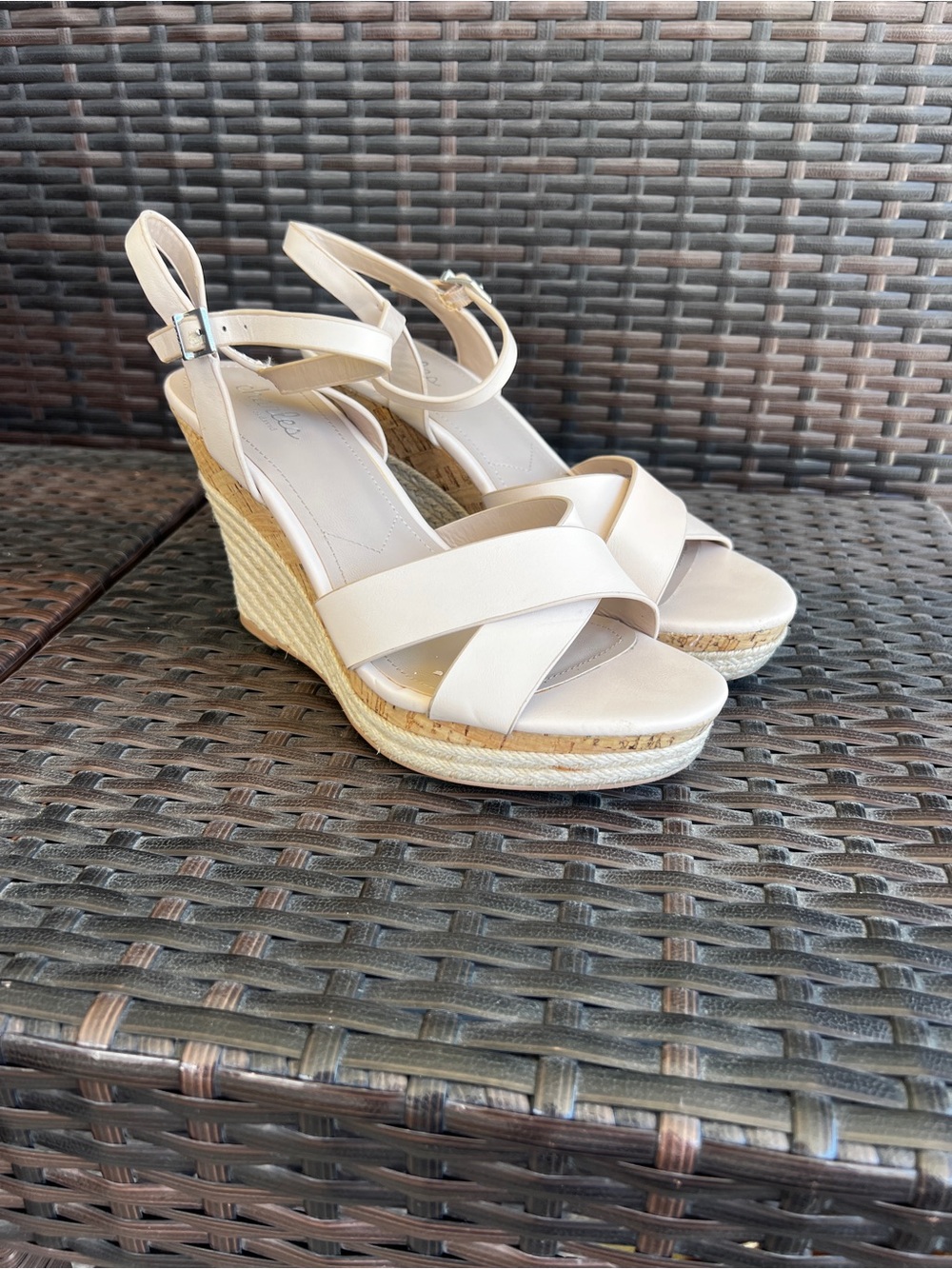 Women's Charles David Pale Pink Wedge Sandals - Neutral Espadrille Heel